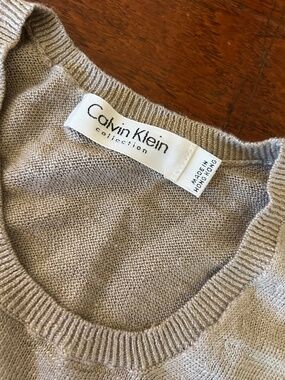 Calvin Klein Collection Khaki Lightweight Knit Sweater Top